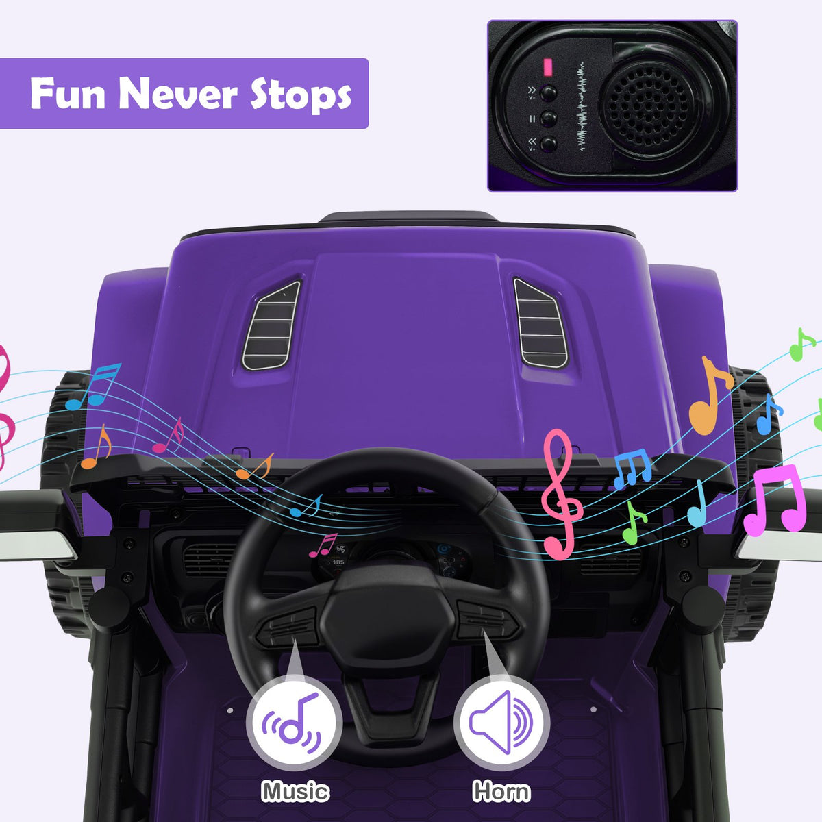 12V Kids Ride on Truck Car Battery Powered Electric Vehicle-Purple view 8