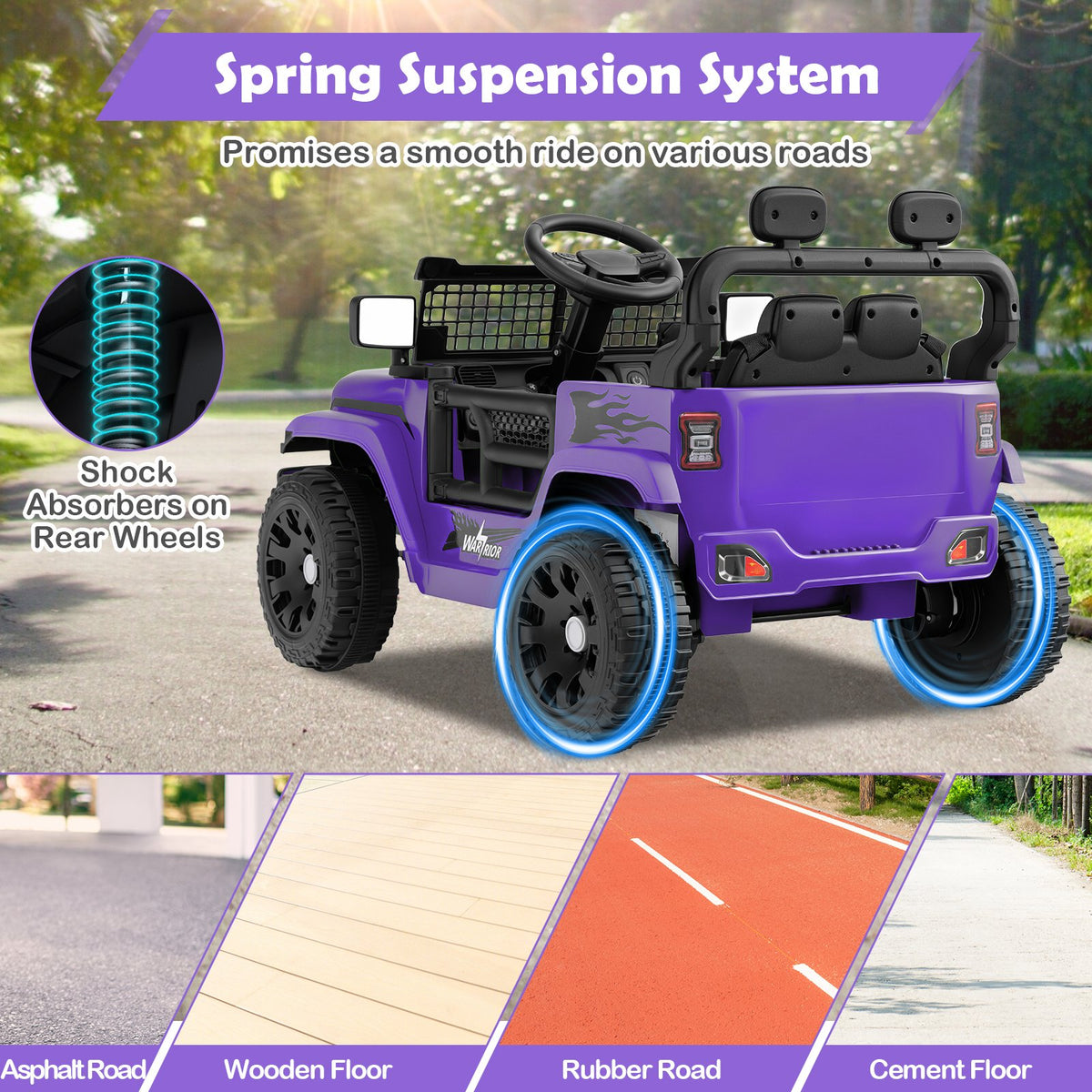12V Kids Ride on Truck Car Battery Powered Electric Vehicle-Purple view 9
