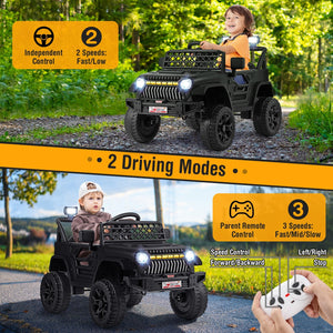12V Kids Ride on Truck Car with Parental Remote and Music Player-Black view 6