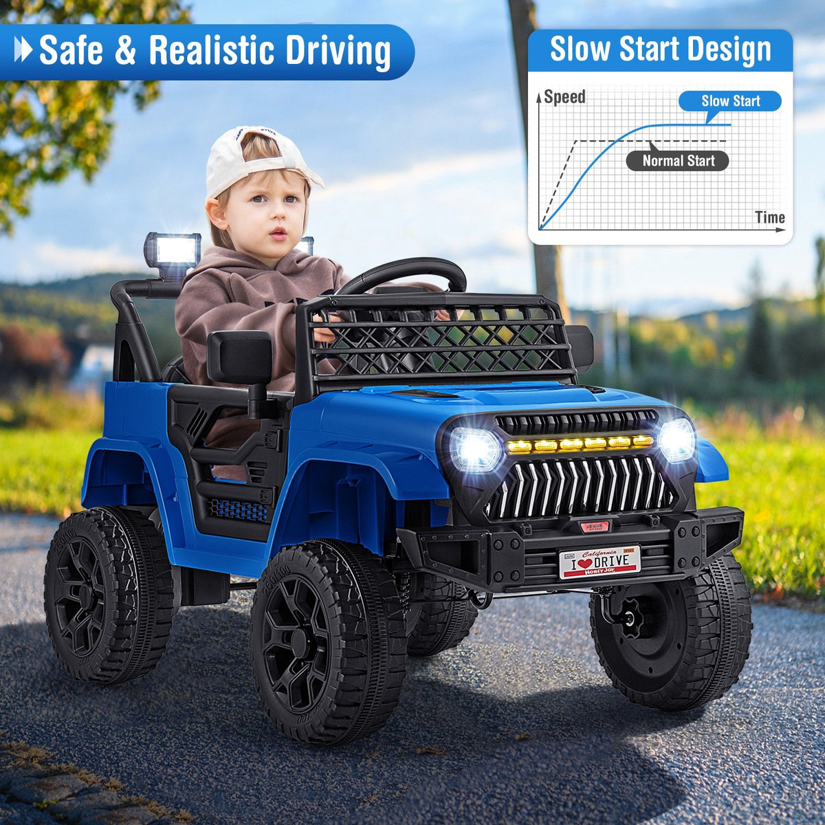 12V Kids Ride on Truck Car with Parental Remote and Music Player-Navy view 6