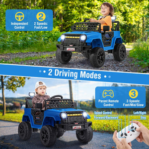 12V Kids Ride on Truck Car with Parental Remote and Music Player-Navy view 7