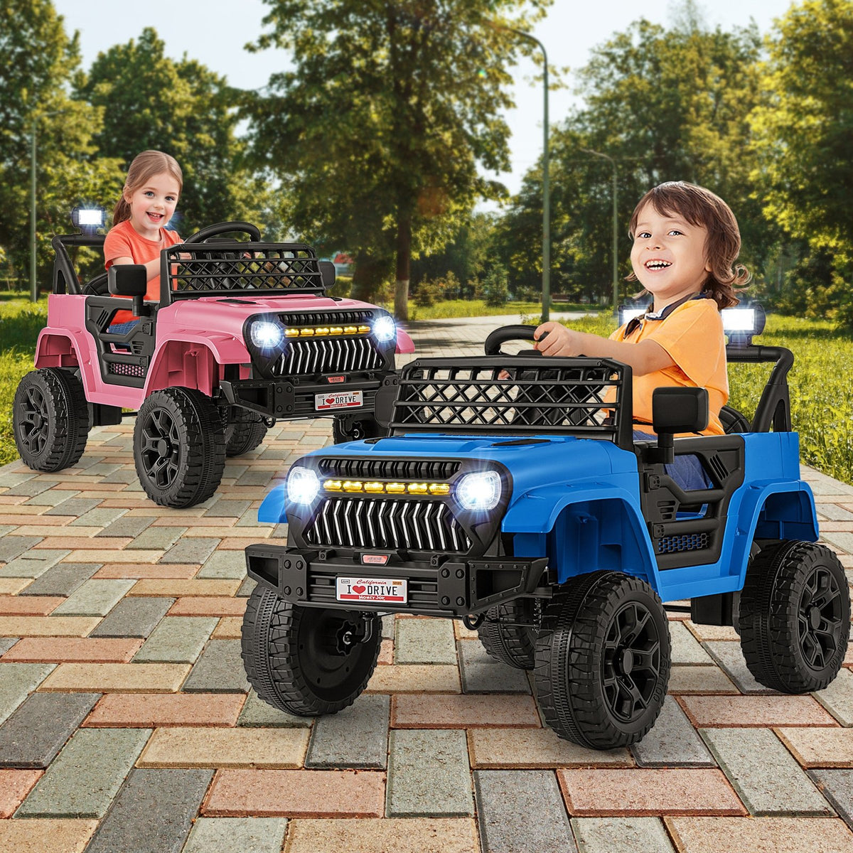 12V Kids Ride on Truck Car with Parental Remote and Music Player-Pink view 2