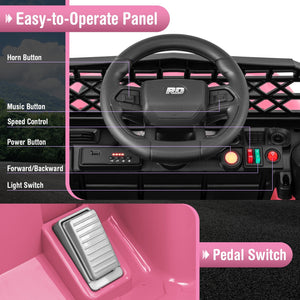 12V Kids Ride on Truck Car with Parental Remote and Music Player-Pink view 7