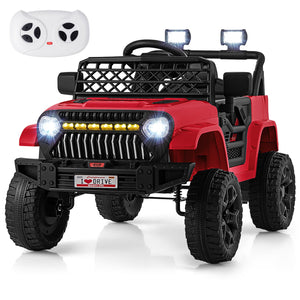 12V Kids Ride on Truck Car with Parental Remote and Music Player-Red view 3