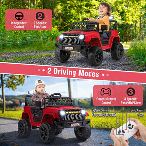 12V Kids Ride on Truck Car with Parental Remote and Music Player-Red view 6