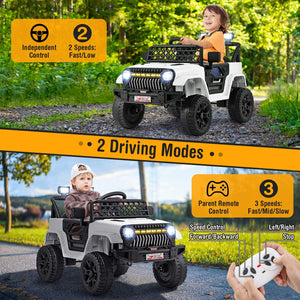 12V Kids Ride on Truck Car with Parental Remote and Music Player-White view 6