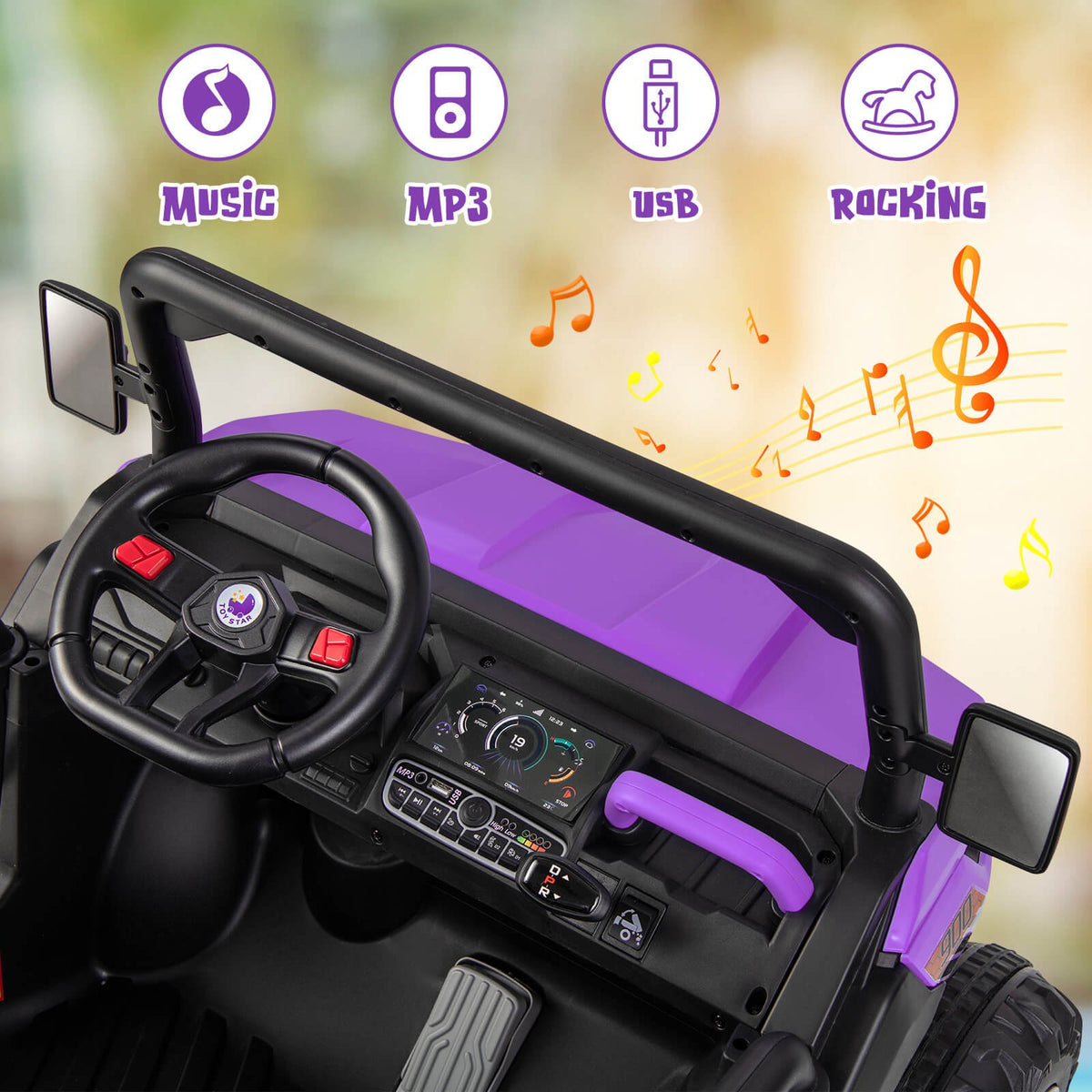 12V 2-Seater Kids Ride On Dump Truck with Dump Bed and Shovel-Purple view 9