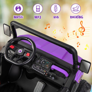 12V 2-Seater Kids Ride On Dump Truck with Dump Bed and Shovel-Purple view 9