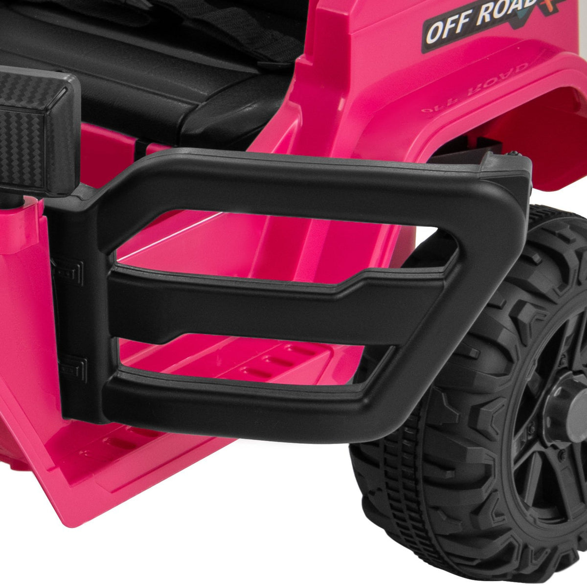 12V Kids Ride on Truck Car with Remote Control Threaded Wheels and 3 Speeds-Pink view 6