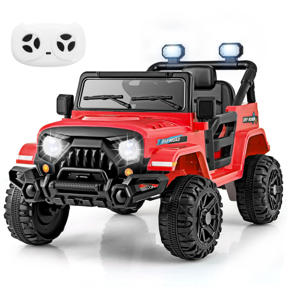 12V Kids Ride on Truck Car with Remote Control Threaded Wheels and 3 Speeds-Red view 3