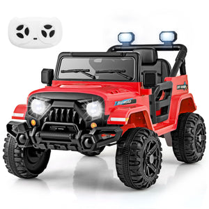 12V Kids Ride on Truck Car with Remote Control Threaded Wheels and 3 Speeds-Red view 3