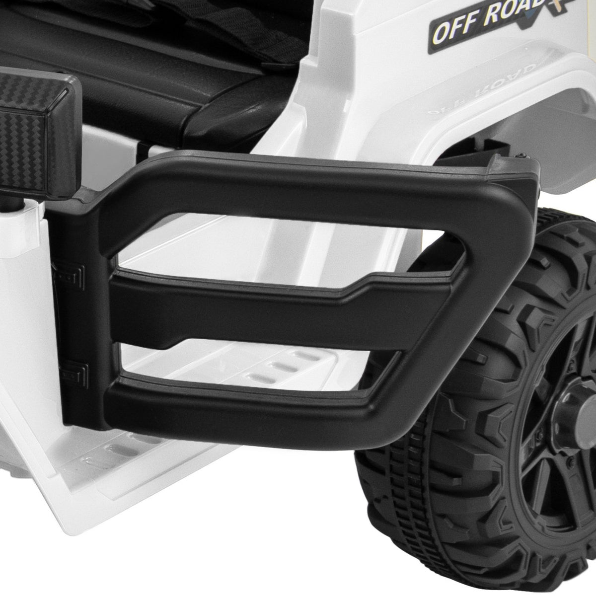 12V Kids Ride on Truck Car with Remote Control Threaded Wheels and 3 Speeds-White view 5