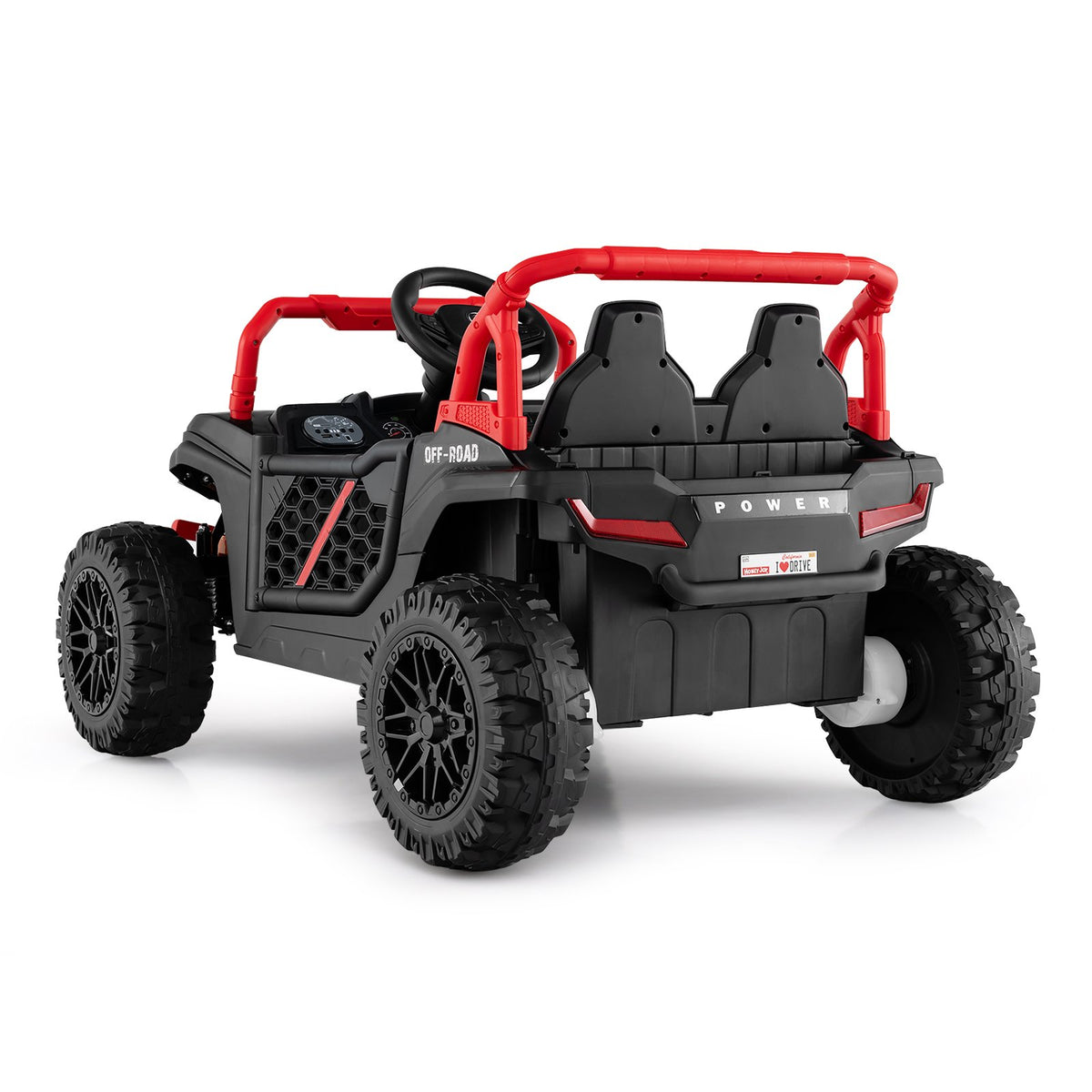 12V Kids Ride on Truck Off-Road UTV with Parental Remote and Lights-Black view 3