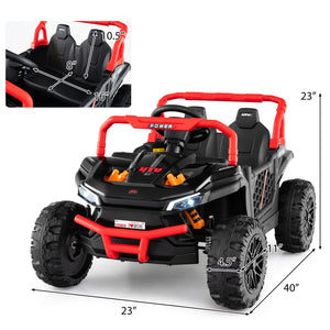 12V Kids Ride on Truck Off-Road UTV with Parental Remote and Lights-Black view 4