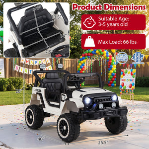 12V Kids Ride on Truck with Remote Control and 3 Speeds-Black view 4
