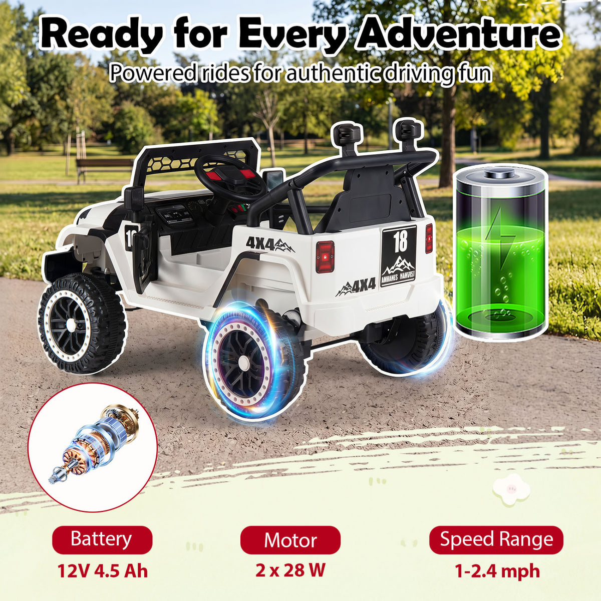 12V Kids Ride on Truck with Remote Control and 3 Speeds-Black view 5