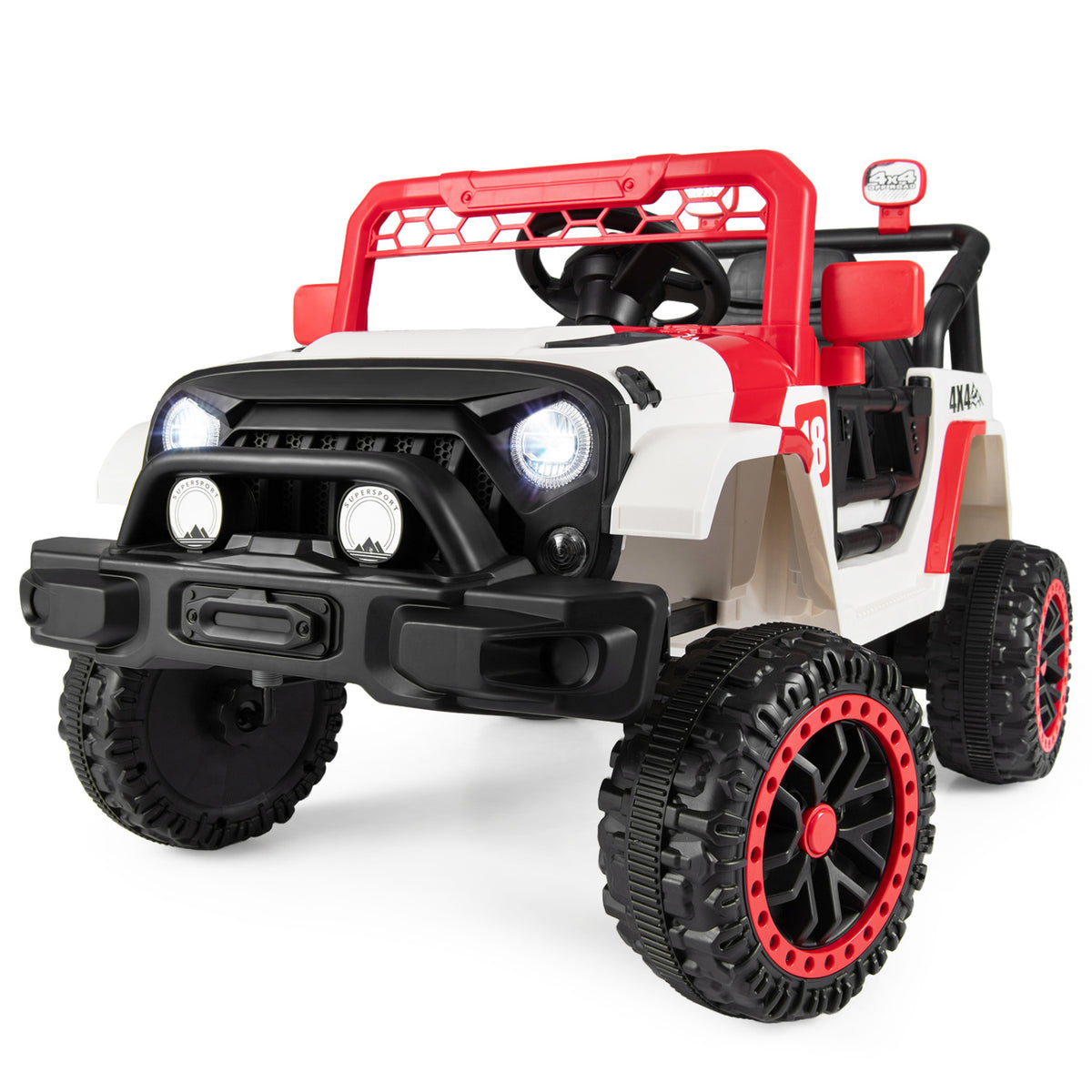 12V Kids Ride on Truck with Remote Control and 3 Speeds-Red view 3