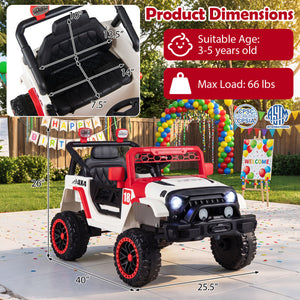 12V Kids Ride on Truck with Remote Control and 3 Speeds-Red view 4