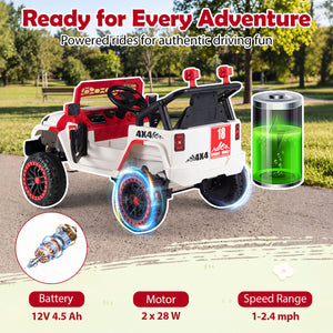 12V Kids Ride on Truck with Remote Control and 3 Speeds-Red view 5