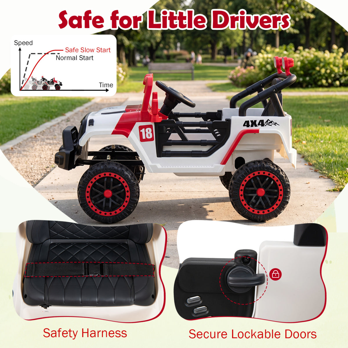 12V Kids Ride on Truck with Remote Control and 3 Speeds-Red view 8