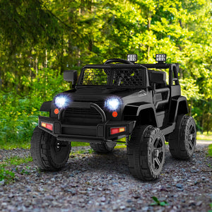12V Kids Ride On Truck with Remote Control and Headlights-Black view 2