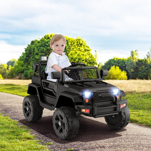 12V Kids Ride On Truck with Remote Control and Headlights-Black view 3