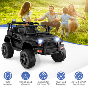 12V Kids Ride On Truck with Remote Control and Headlights-Black view 5