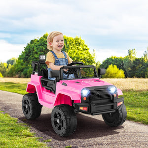 12V Kids Ride On Truck with Remote Control and Headlights-Pink view 3