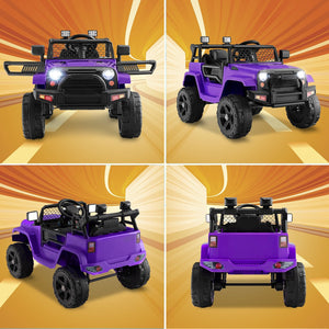 12V Kids Ride On Truck with Remote Control and Headlights-Purple view 9