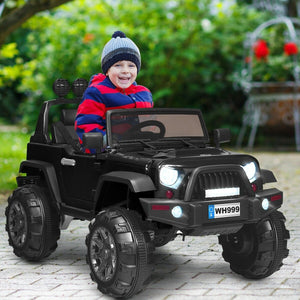 12V Kids Ride On Truck with Remote Control and Double Magnetic Door-Black view 2