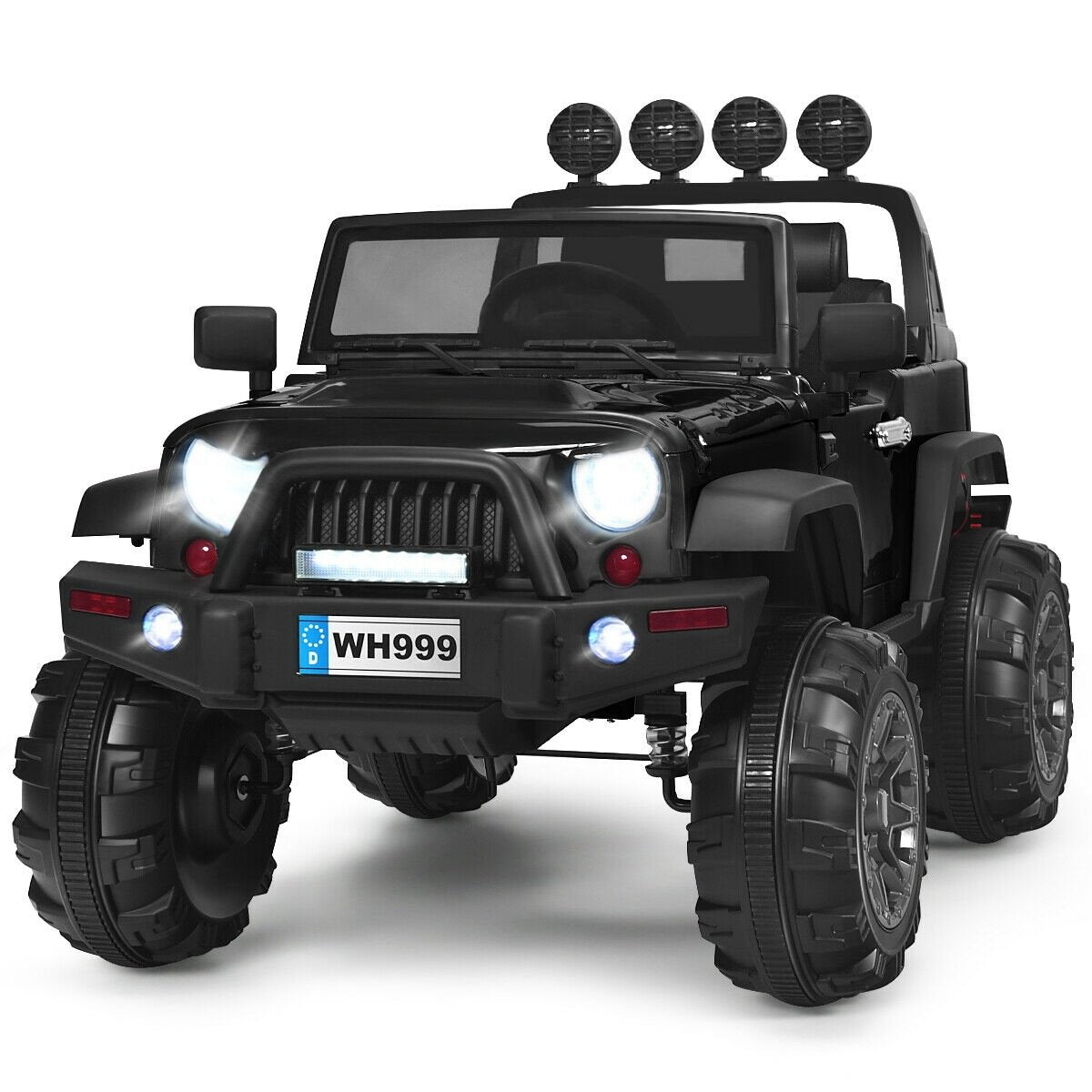 12V Kids Ride On Truck with Remote Control and Double Magnetic Door-Black view 4