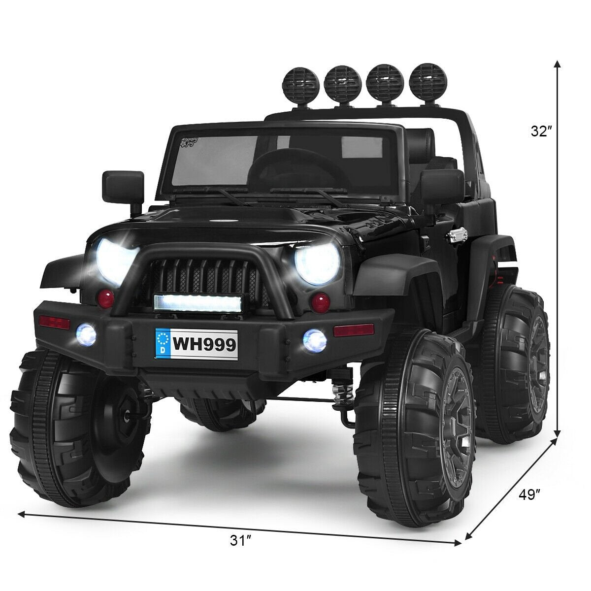 12V Kids Ride On Truck with Remote Control and Double Magnetic Door-Black view 5