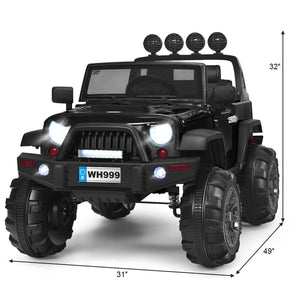 12V Kids Ride On Truck with Remote Control and Double Magnetic Door-Black view 5