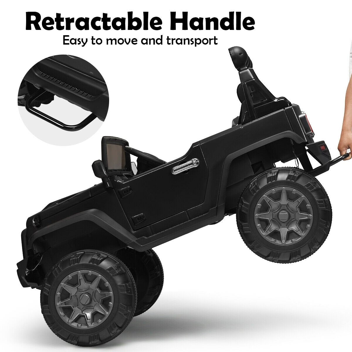 12V Kids Ride On Truck with Remote Control and Double Magnetic Door-Black view 7