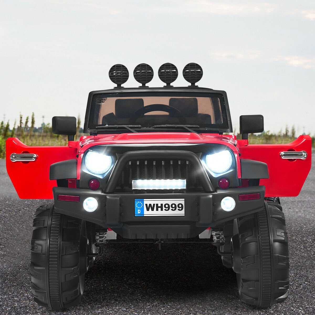 12V Kids Ride On Truck with Remote Control and Double Magnetic Door-Red view 3