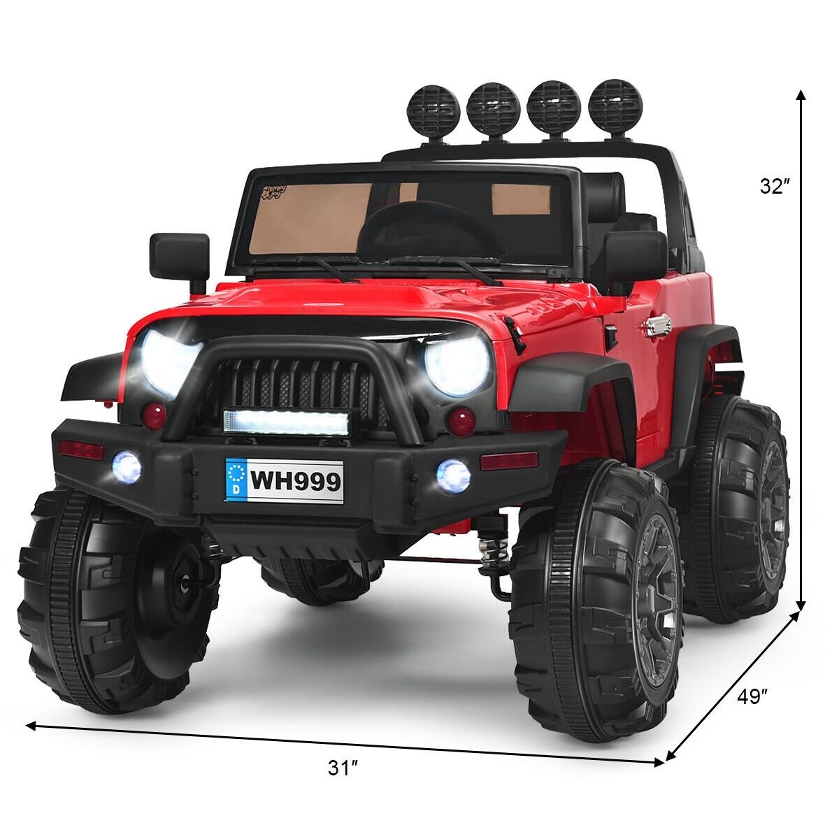 12V Kids Ride On Truck with Remote Control and Double Magnetic Door-Red view 5