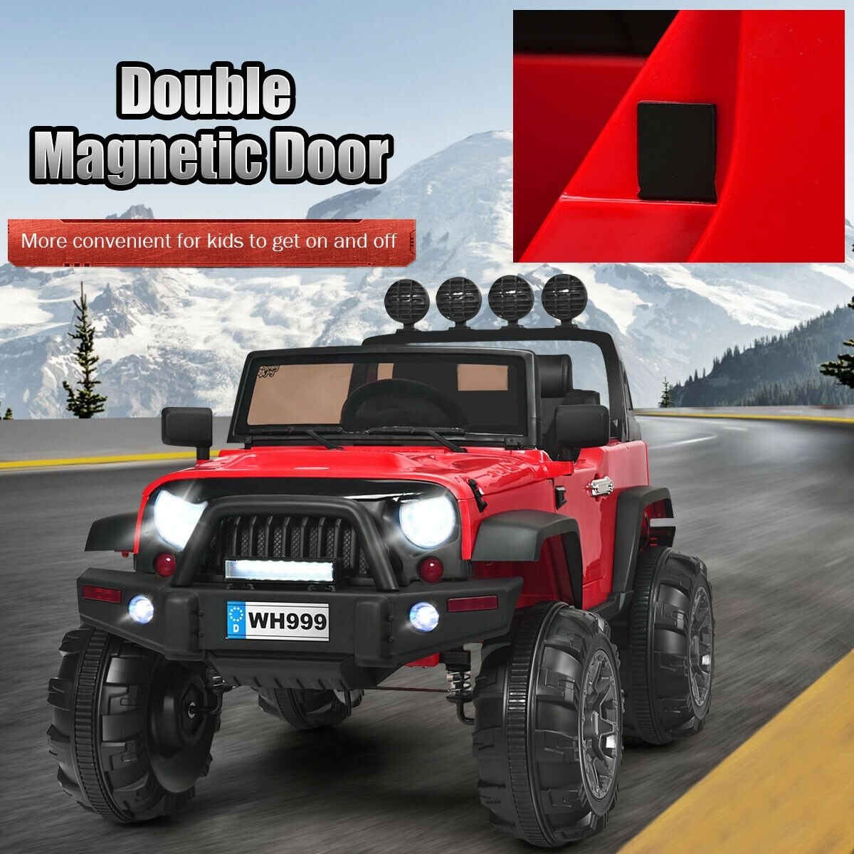 12V Kids Ride On Truck with Remote Control and Double Magnetic Door-Red view 6
