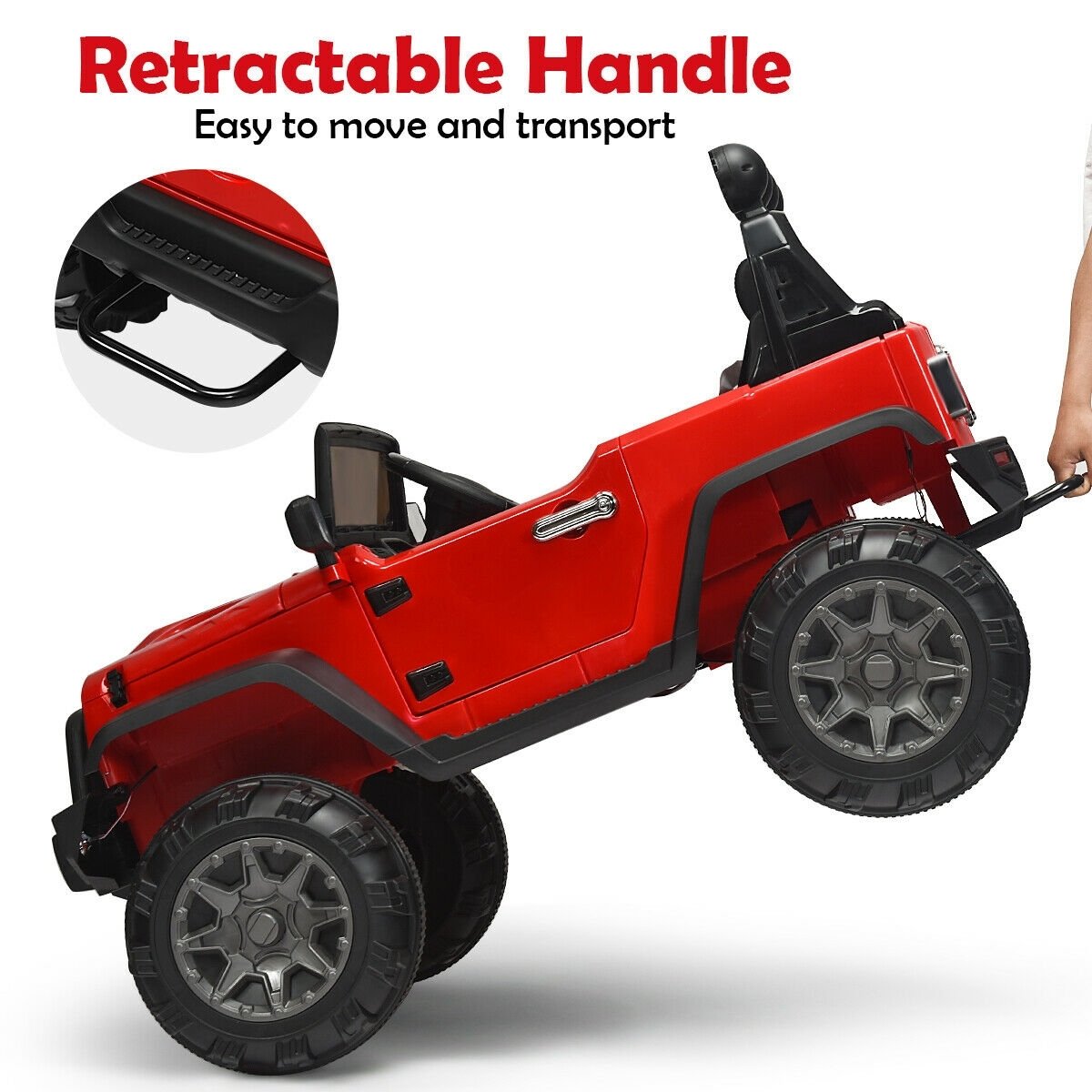 12V Kids Ride On Truck with Remote Control and Double Magnetic Door-Red view 7