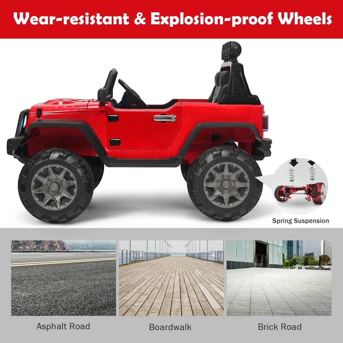 12V Kids Ride On Truck with Remote Control and Double Magnetic Door-Red view 9