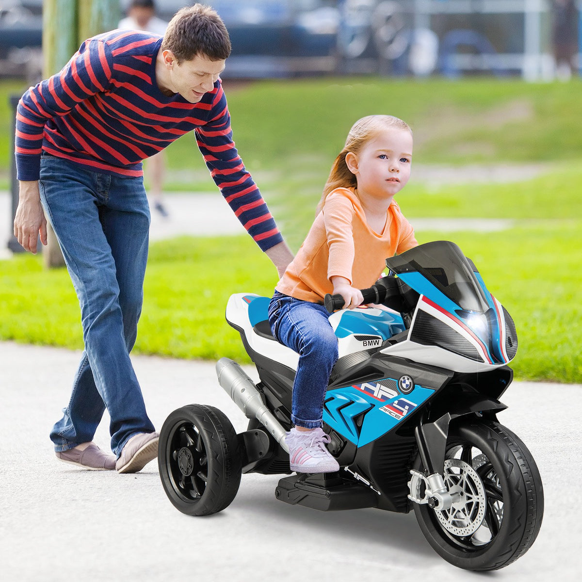 12V Licensed BMW Kids Motorcycle Ride-On Toy for 37-96 Months Old Kids-Blue view 3