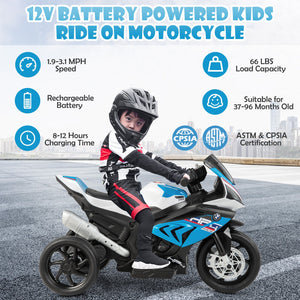 12V Licensed BMW Kids Motorcycle Ride-On Toy for 37-96 Months Old Kids-Blue view 5