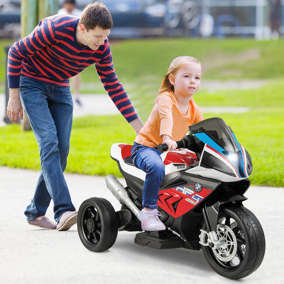 12V Licensed BMW Kids Motorcycle Ride-On Toy for 37-96 Months Old Kids-Red view 3