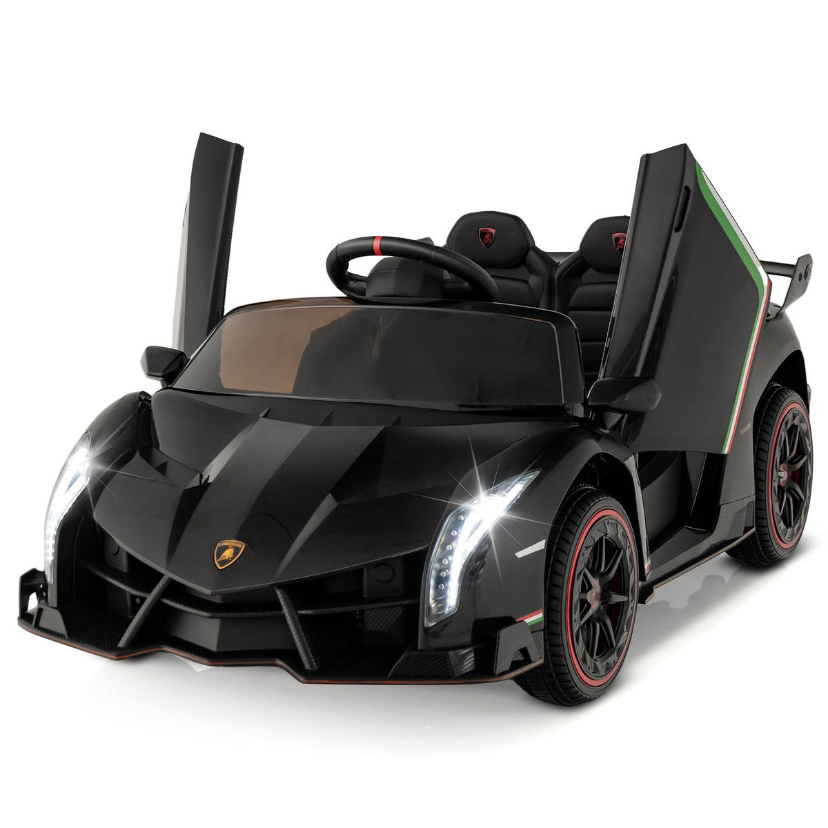 12V Licensed Lamborghini 4WD Kids Ride-on Sports Car with 2.4G Remote-Black view 3