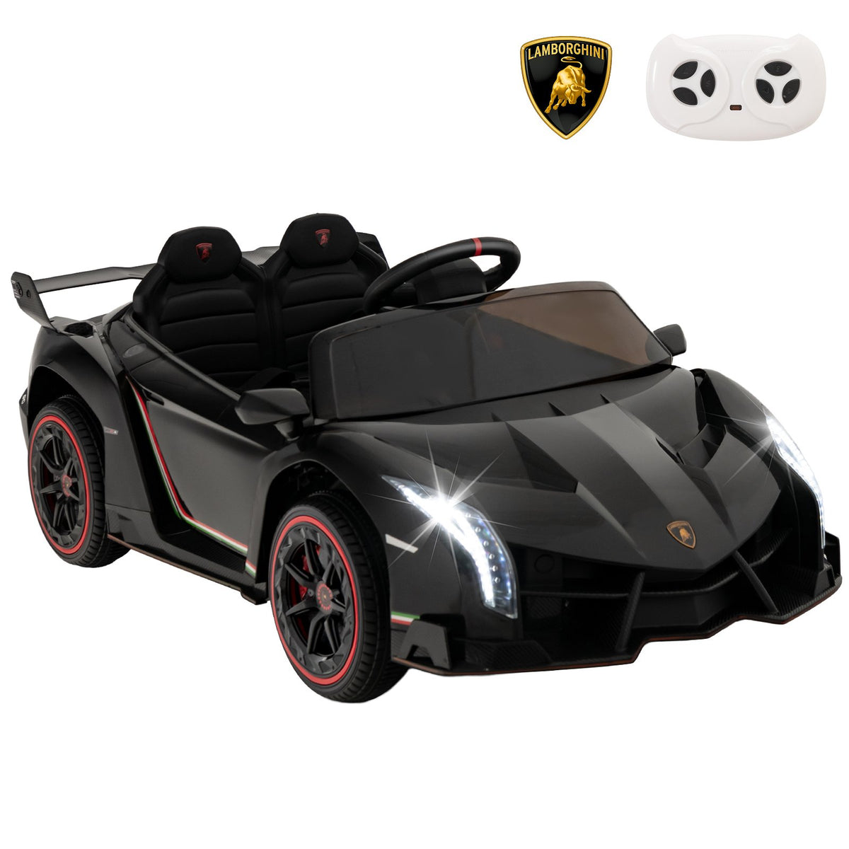 12V Licensed Lamborghini 4WD Kids Ride-on Sports Car with 2.4G Remote-Black view 5