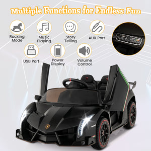 12V Licensed Lamborghini 4WD Kids Ride-on Sports Car with 2.4G Remote-Black view 6