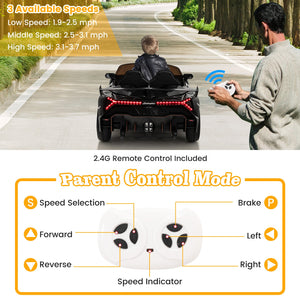12V Licensed Lamborghini 4WD Kids Ride-on Sports Car with 2.4G Remote-Black view 8