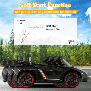 12V Licensed Lamborghini 4WD Kids Ride-on Sports Car with 2.4G Remote-Black view 9