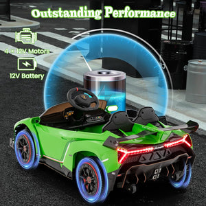 12V Licensed Lamborghini 4WD Kids Ride-on Sports Car with 2.4G Remote-Green view 2