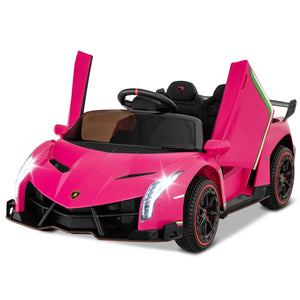 12V Licensed Lamborghini 4WD Kids Ride-on Sports Car with 2.4G Remote-Pink view 4