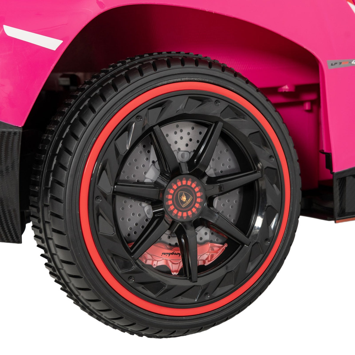 12V Licensed Lamborghini 4WD Kids Ride-on Sports Car with 2.4G Remote-Pink view 9